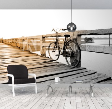 Picture of Bicycle on wooden bridge